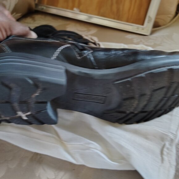 Josef Seibel Sandra Black Leather Boots Womens 9 1/2 Lace-Up Fleece Lined Combat - Picture 6 of 9